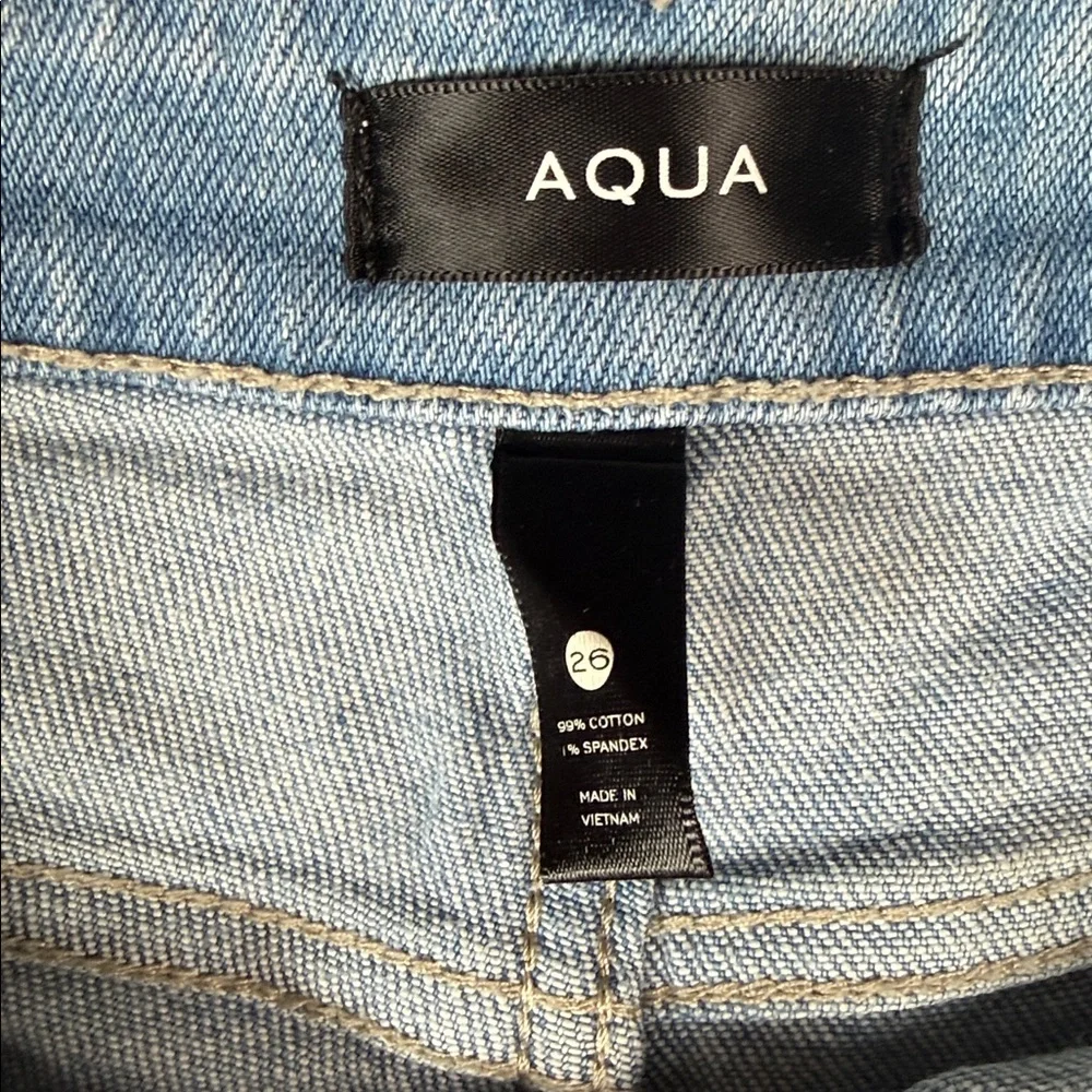 Aqua Denim Mini Skort Light Wash Faux Wrap Shorts Size 26